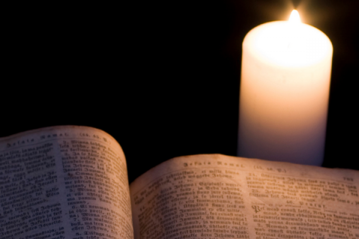 Candle and bible