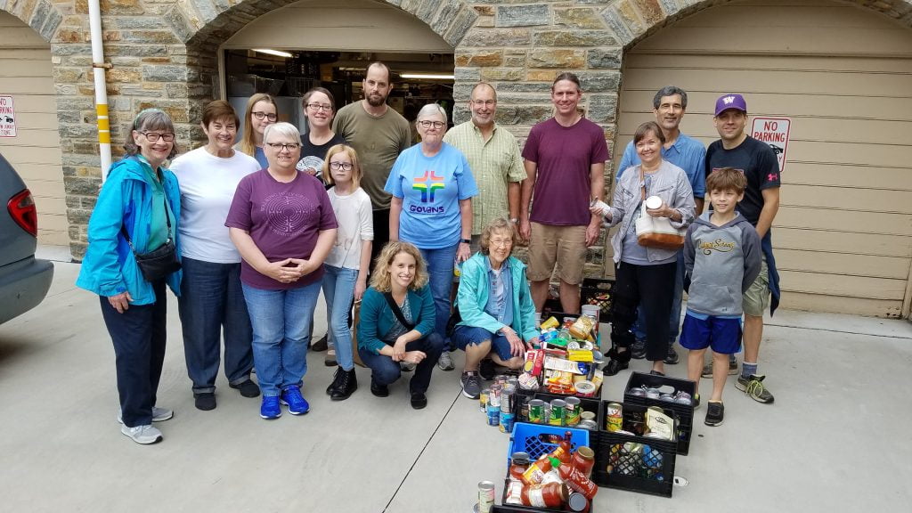 In front of CARES Food Pantry