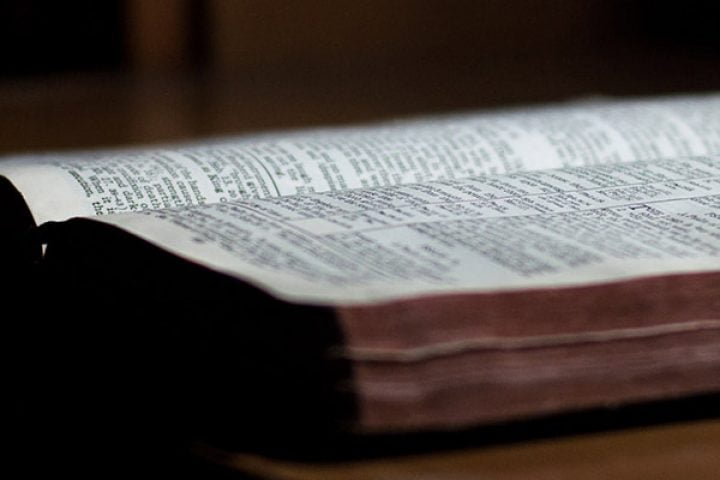 Bible laying on table for sermons