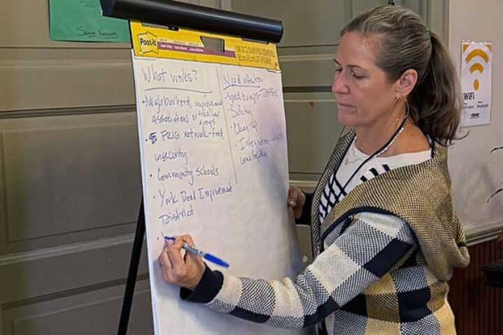 Taking notes at Govans BUILD listening session